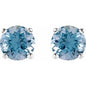 Sterling Silver 8 mm Lab-Grown Aqua Sapphire Earrings Ethereal Legacy Boutiques