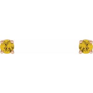 14K Rose 2.5 mm Natural Yellow Sapphire Earrings Ethereal Legacy Boutiques