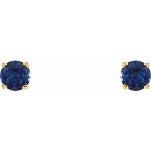 14K Yellow 4 mm Natural Blue Sapphire Earrings