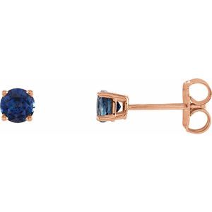 14K Rose 4 mm Natural Blue Sapphire Earrings Ethereal Legacy Boutiques