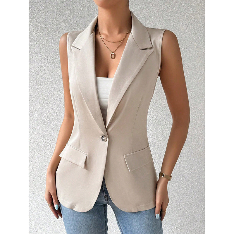 Women's Sleeveless Open-Front Vest Blazer – Work & Office Jacket FitiqueFit