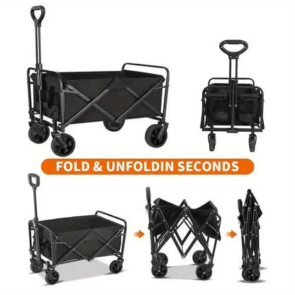 Heavy Duty Utility Portable Foldable Outdoor Beach Garden Wagon Cart with 360° All Terrain Wheels DailySale