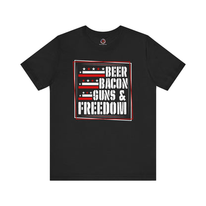 Beer Bacon Guns and Freedom T-Shirt The Devil's Pickle