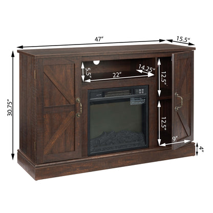 Farmhouse Classic Media TV Stand Antique Entertainment Console for TV up to 50" with 18" Electric Fireplace Insert V.I.P Digital Presence