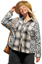 Black Plus Size Plaid Leopard Printed Patchwork Button Up Shacket Garden Naked Curves