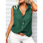 Women's Lapel Collar Sleeveless Top – Loose Fit, Pockets, Solid Color FitiqueFit