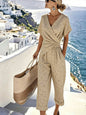 Women's Loose Irregular Short-Sleeve Two-Piece Set FitiqueFit