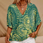 Mandala Print V-Neck Blouse – Casual Vacation Top FitiqueFit