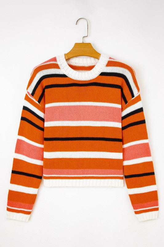 Stripe Drop Shoulder Cropped Pullover Sweater Shop Style & More | Fresh Looks, Everyday Deals & Free Shipping