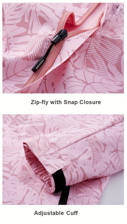 Women'S Outdoor Windbreaker Jacket | Casual Stand Collar, Non-Stretch Fabric, Random Print, Long Sleeve, Zipper Closure, Detachable Hood NovaCart