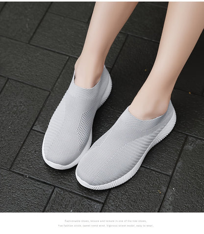 Women'S Lightweight Slip-On Sneakers, Solid Color Fabric Upper, Round Toe, MD Sole, Low Top, All-Season Casual Shoes for Running, Fitness, Dance, Walking, Travel NovaCart