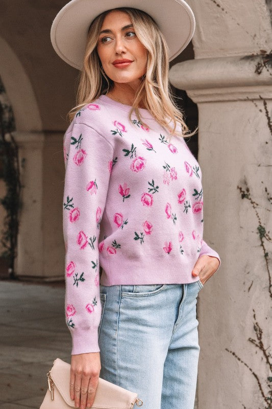 Floral Drop Shoulder Cropped Sweater Shop Style & More | Fresh Looks, Everyday Deals & Free Shipping