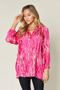 Double Take Full Size Printed Button Up Long Sleeve Shirt New Era Fashion LLc