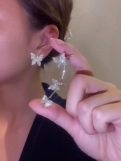 French-style Golden Sparkling Butterfly Luxury Butterfly Earrings NovaCart