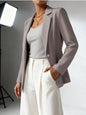 Women's Slim Fit Lapel Collar Long-Sleeve Blazer – Waist-Cinched FitiqueFit