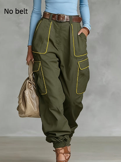 Women's High Waist Multi-Pocket Cargo Work Pants – Tapered Trousers FitiqueFit