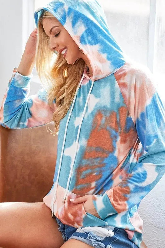 BiBi Tie Dye Jersey Knit Hoodie With Kangaroo Pocket West2East Surf