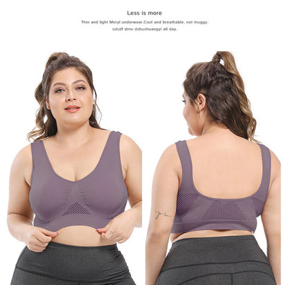 Plus Size Sports Bras for Women Seamless Bra with Pads Big Size Bralette Push Up Brassiere Bra Vest NovaCart