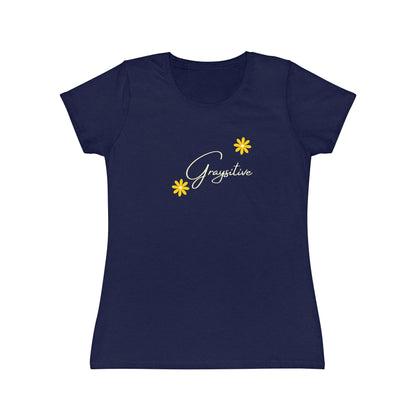 Women's Iconic T-Shirt graysitive with flowers Grayceful LLC