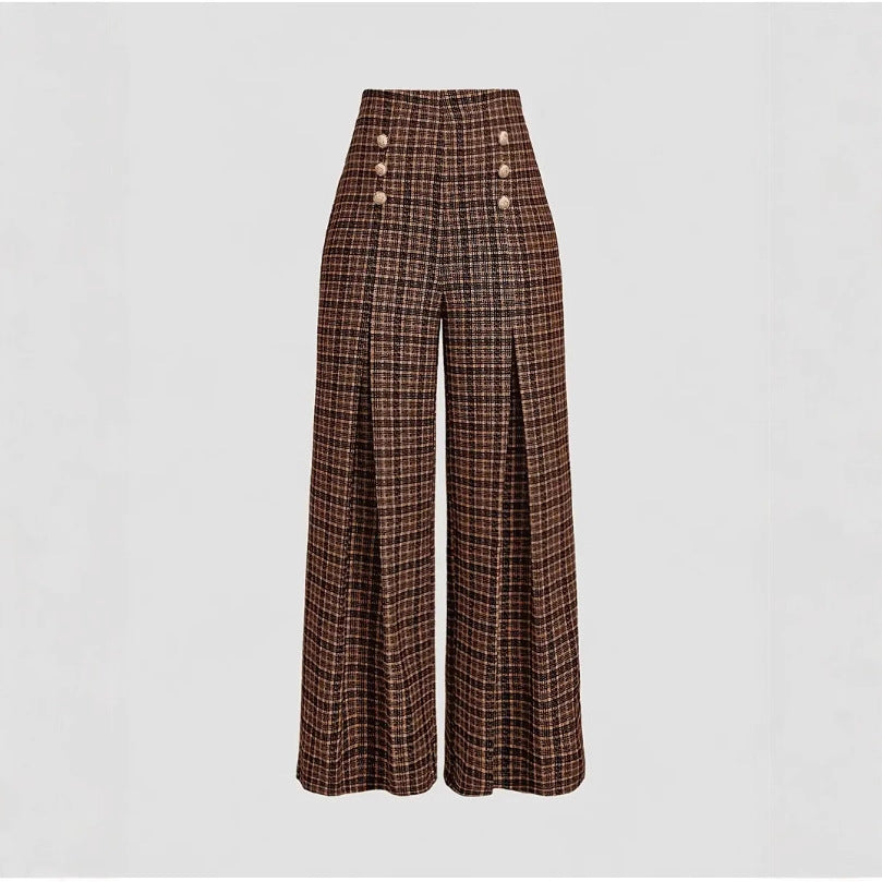 Spring Summer Chic Commuter High-Waisted Versatile Plaid Striped Retro Pants See size chart under “more details” The Fashion Celestial