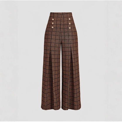 Spring Summer Chic Commuter High-Waisted Versatile Plaid Striped Retro Pants See size chart under “more details” The Fashion Celestial