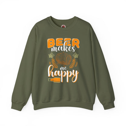 Beer Makes Me Happy Crewneck Sweatshirt. The Devil's Pickle