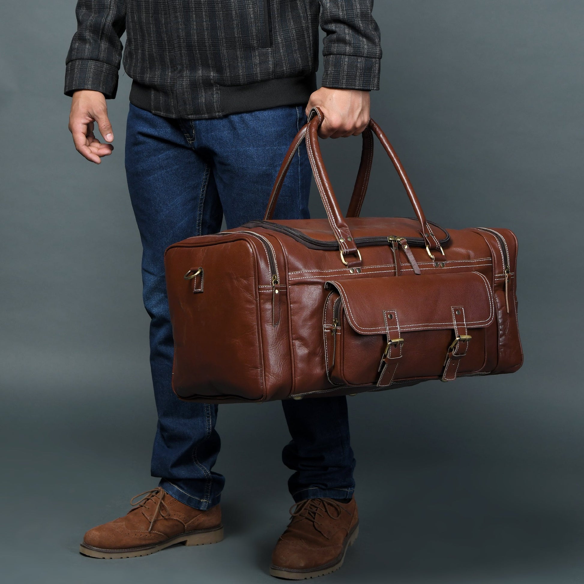 Upgraded Traveler Weekender Duffle Classy Leather Bags
