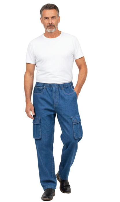 Men's Lightweight Double Cargo Pocket Pull-On Jeans TURTLE BAY APPAREL