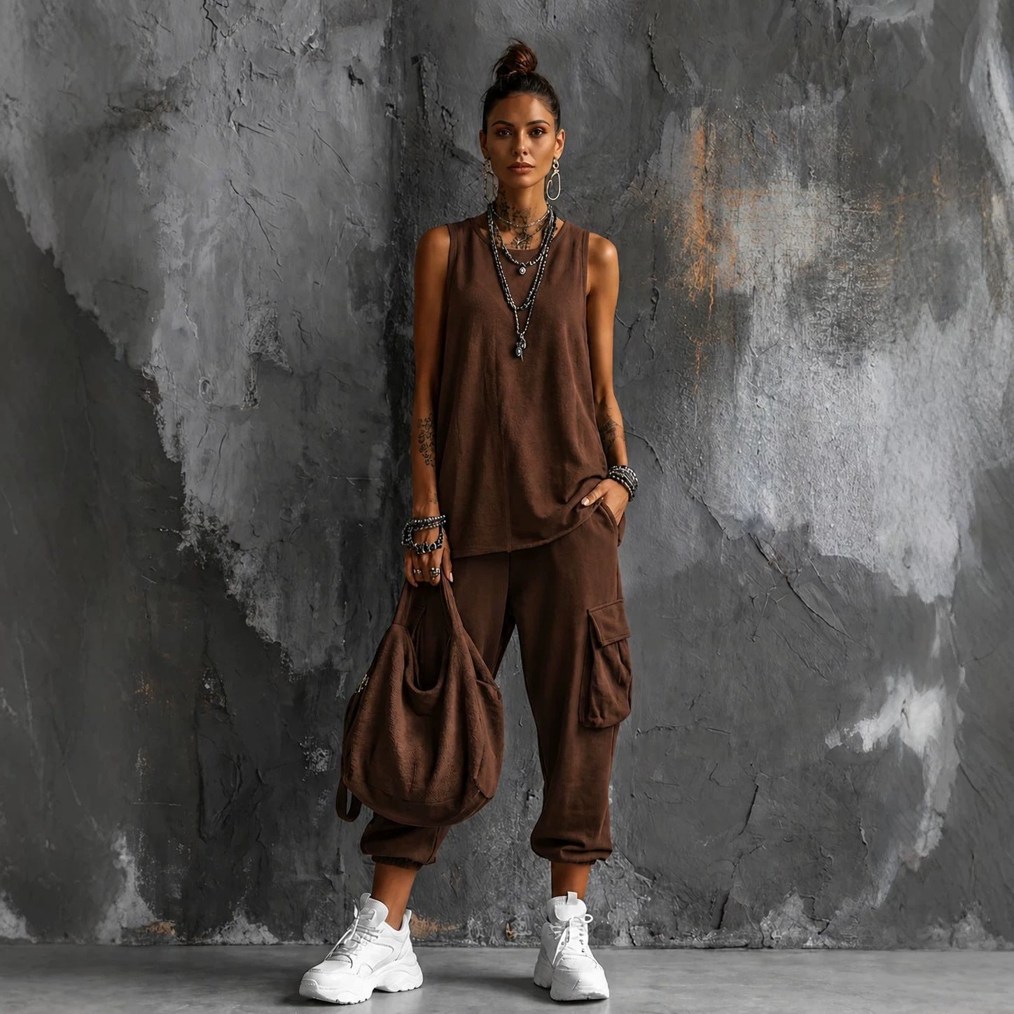 Women's Sleeveless Tank Top & Cropped Ankle Pants Set FitiqueFit