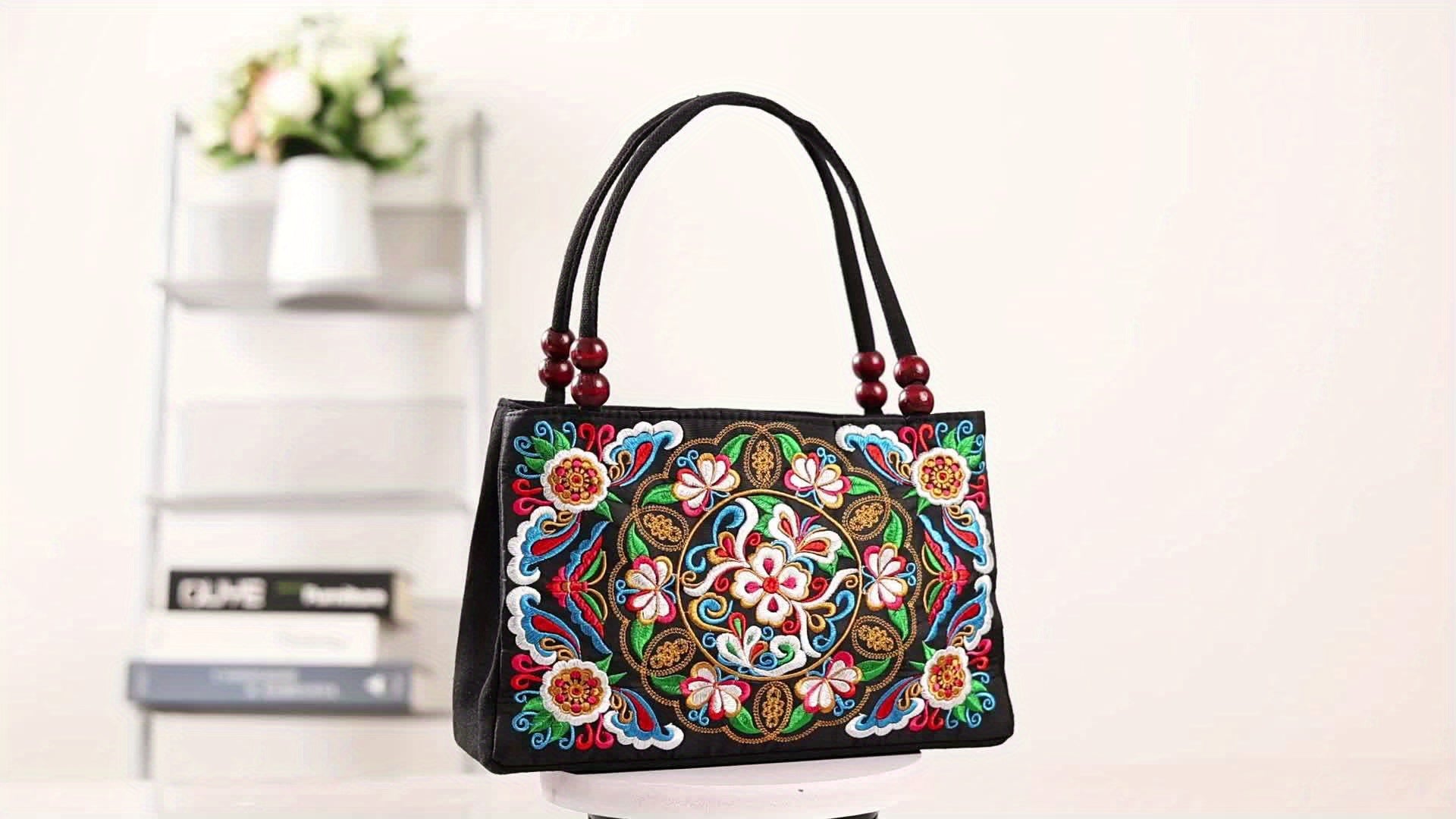 Embroidered Handbag, Double Zipper Bag, Women's Printed Handbag NovaCart