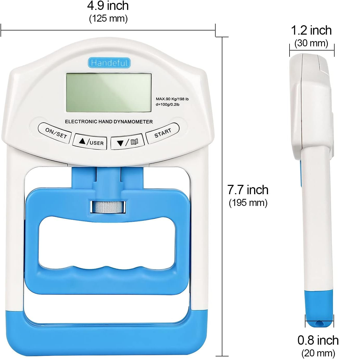 Grip Strength Tester Trainer - Dynamometer Handgrip Measurer Meter, Handheld Strengthener Exerciser for Sports, School, and Home Use