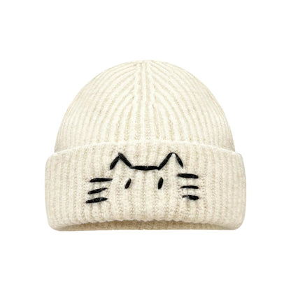 Women’s Cute Cat Line Design Knitted Hat – Warm Fall & Winter Beanie FitiqueFit