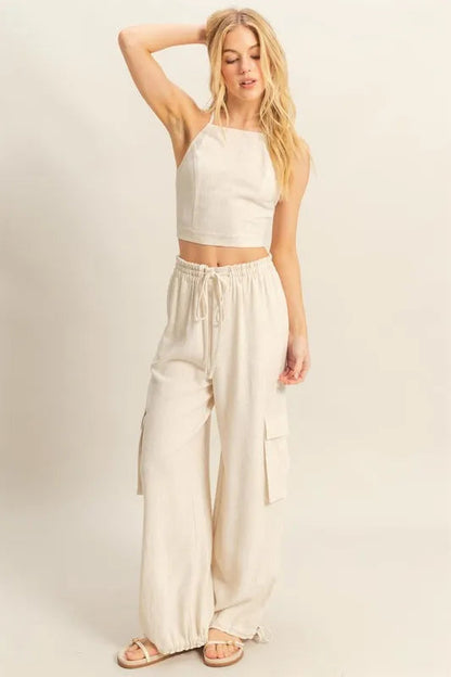 HYFVE Crop Top and Cargo Pants Set West2East Surf