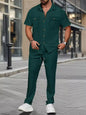 Men's Full Size Casual Short Sleeve Shirt and Pants Set Plus Size New Era Fashion LLc