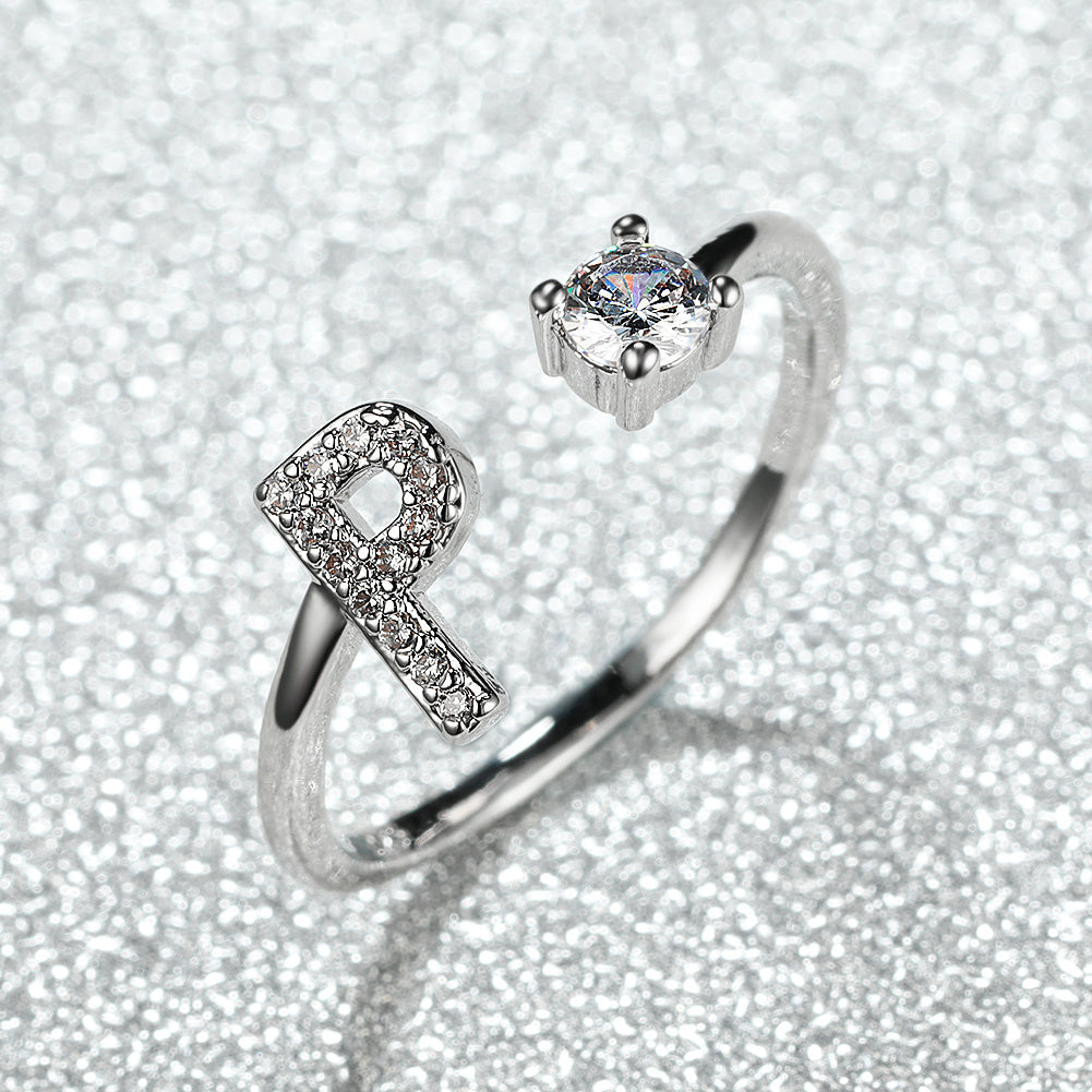 Popular Fashion Silvery AZ Letter Ring Initials Wedding Love Couple Rings Bridesmaid Gift NovaCart