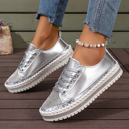 Women’s Plus Size White Sneakers – Chunky Sole Casual Everyday Shoes FitiqueFit