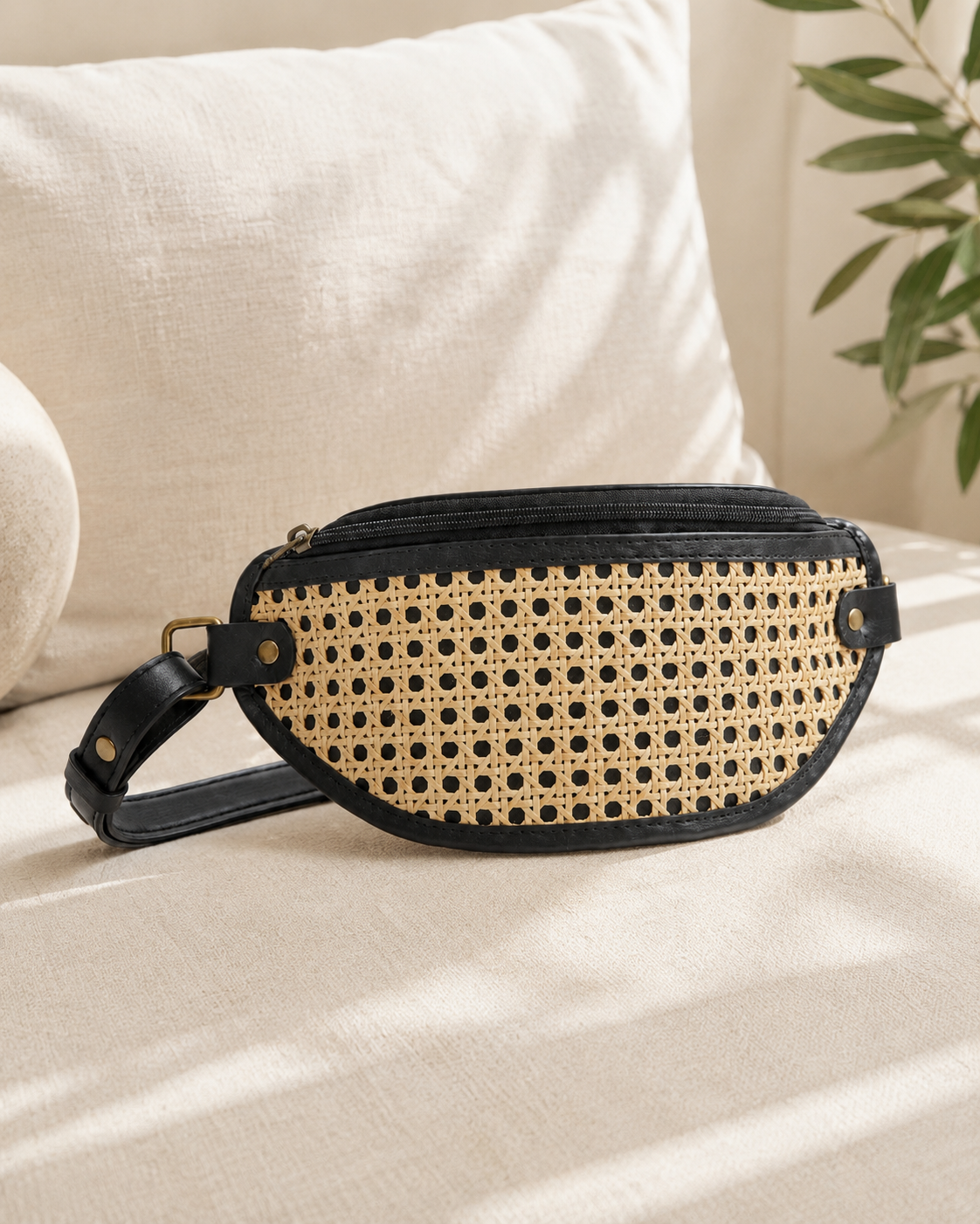 Raja Leather and Cane Sling Bag Village Thrive