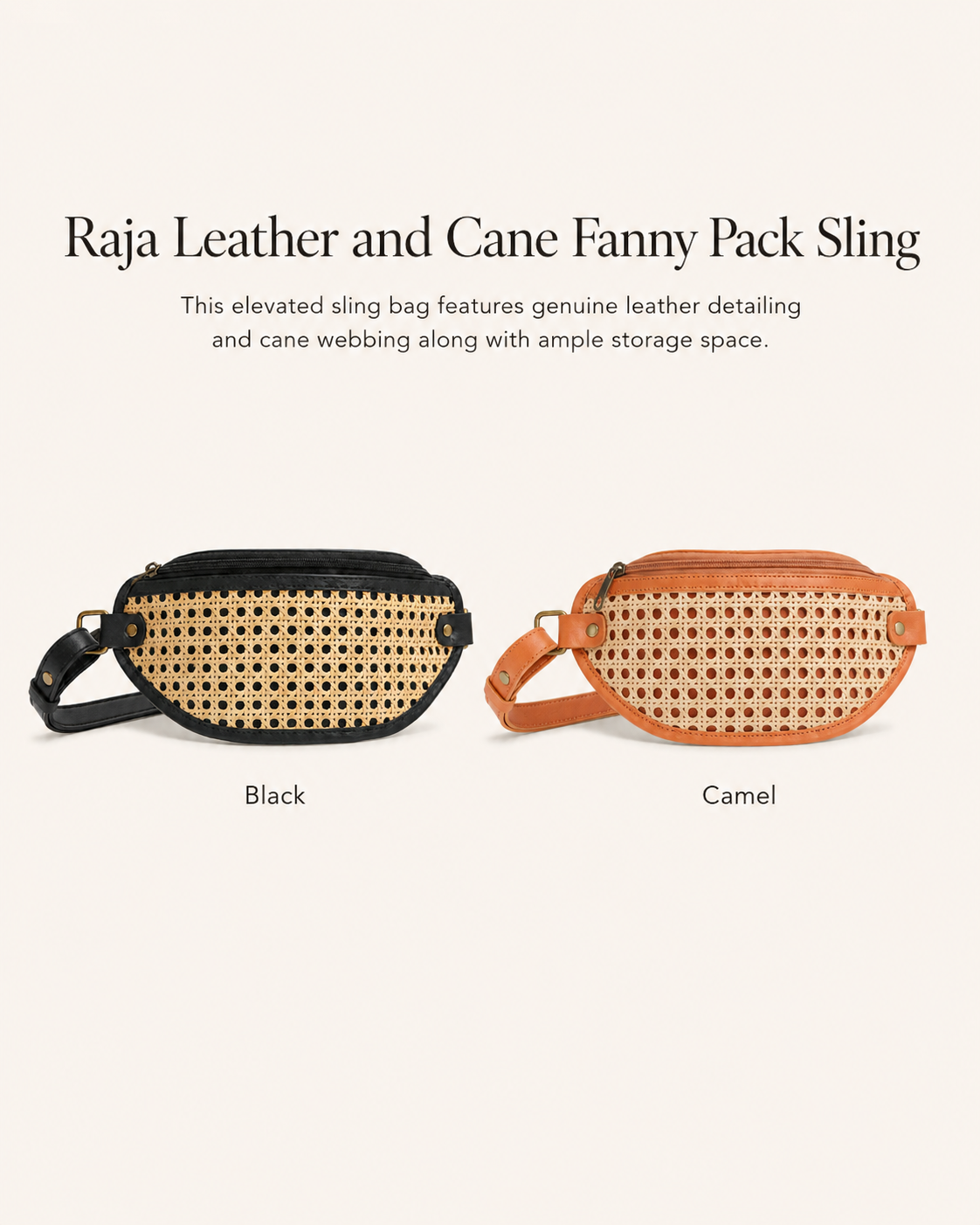 Raja Leather and Cane Sling Bag Village Thrive