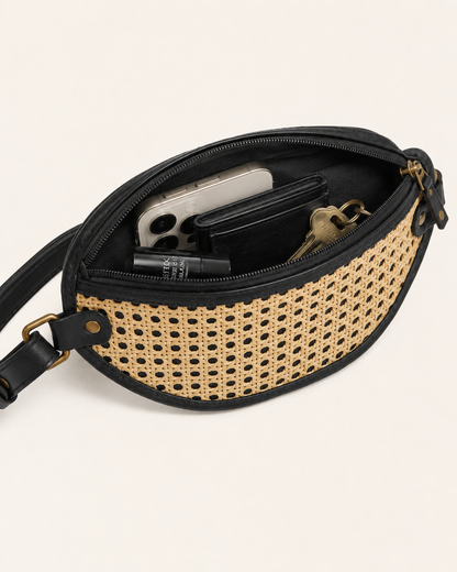 Raja Leather and Cane Sling Bag Village Thrive