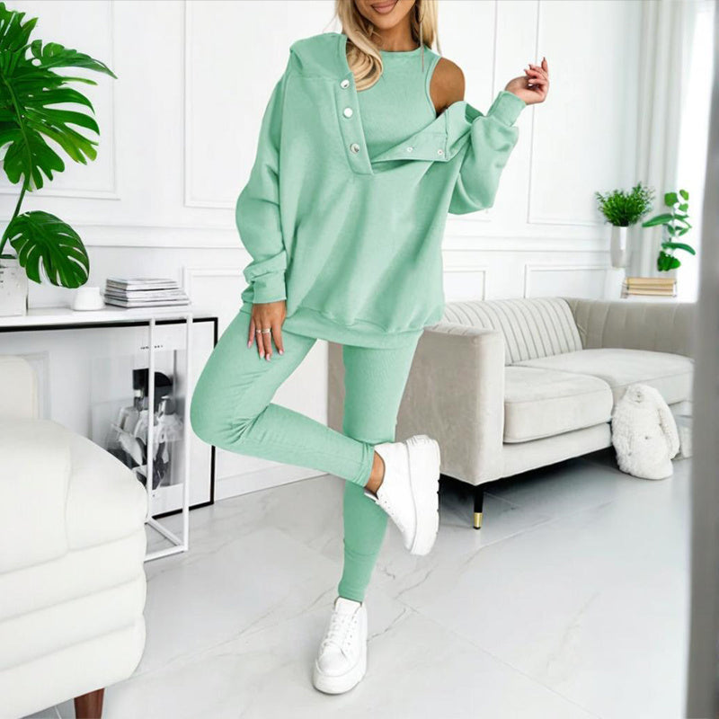 Women’s solid color three piece set FitiqueFit