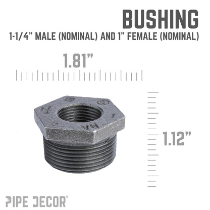 1 1/4 in. x 1 in. Black Bushing PIPE DECOR