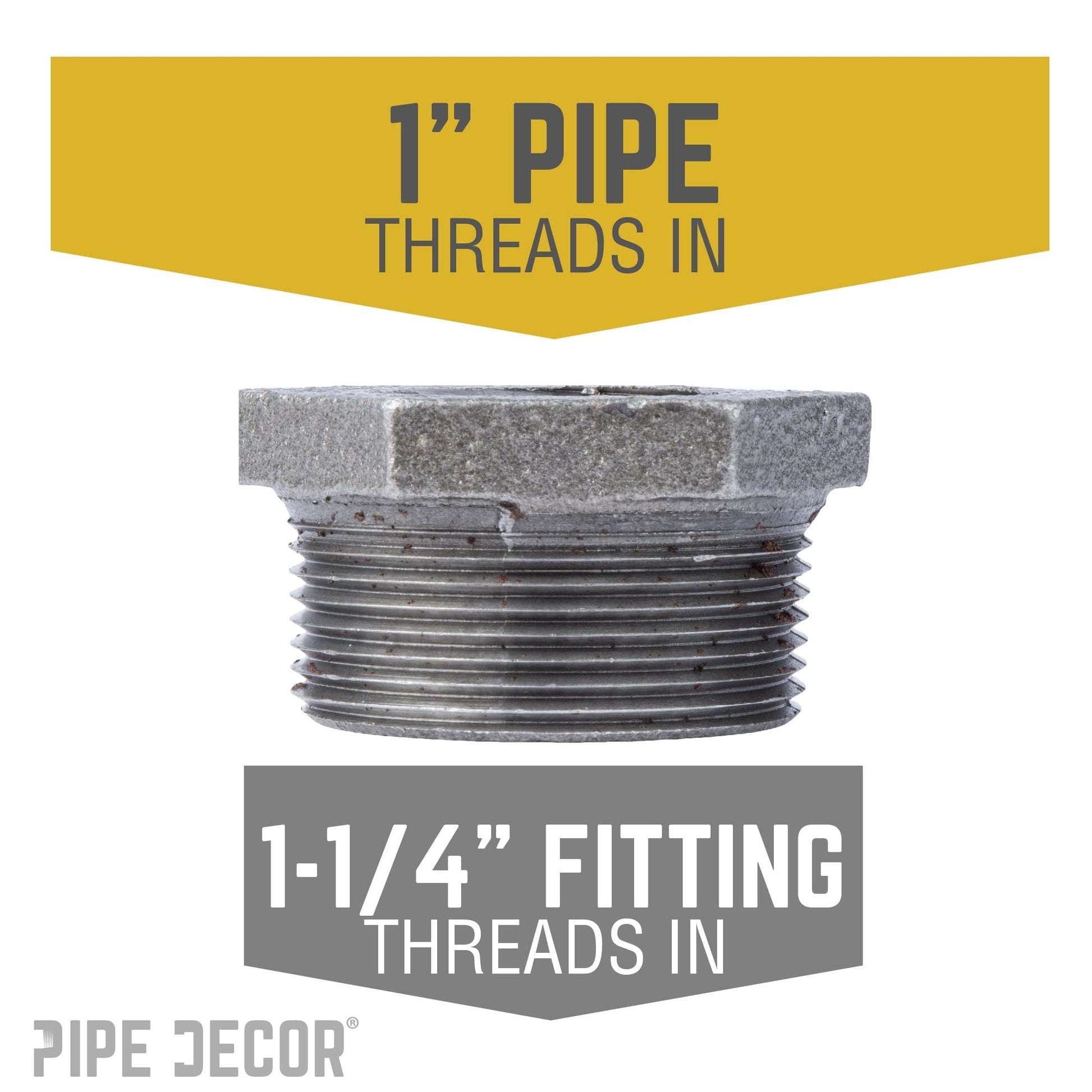 1 1/4 in. x 1 in. Black Bushing PIPE DECOR