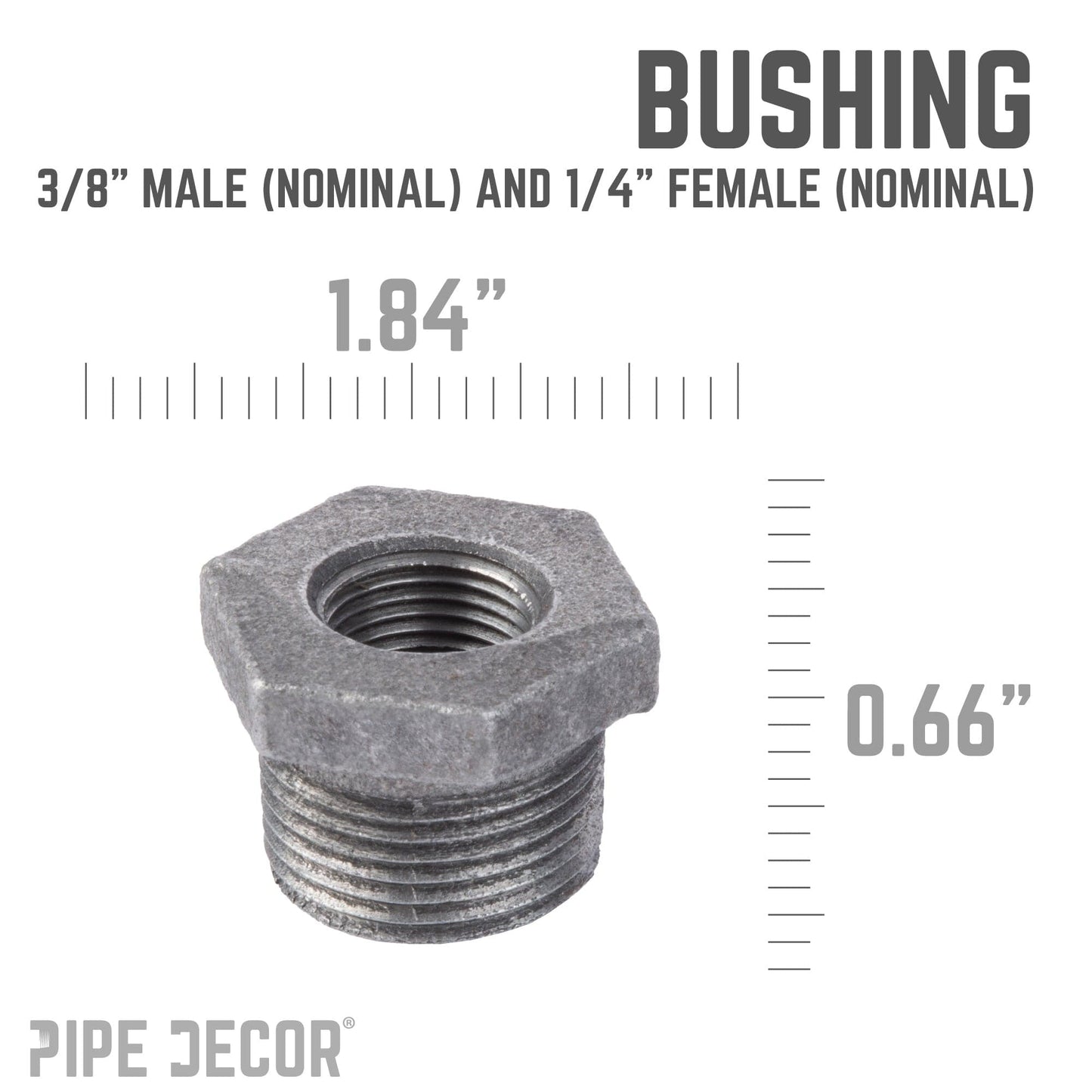3/8 in. x 1/4 in. Black Bushing PIPE DECOR