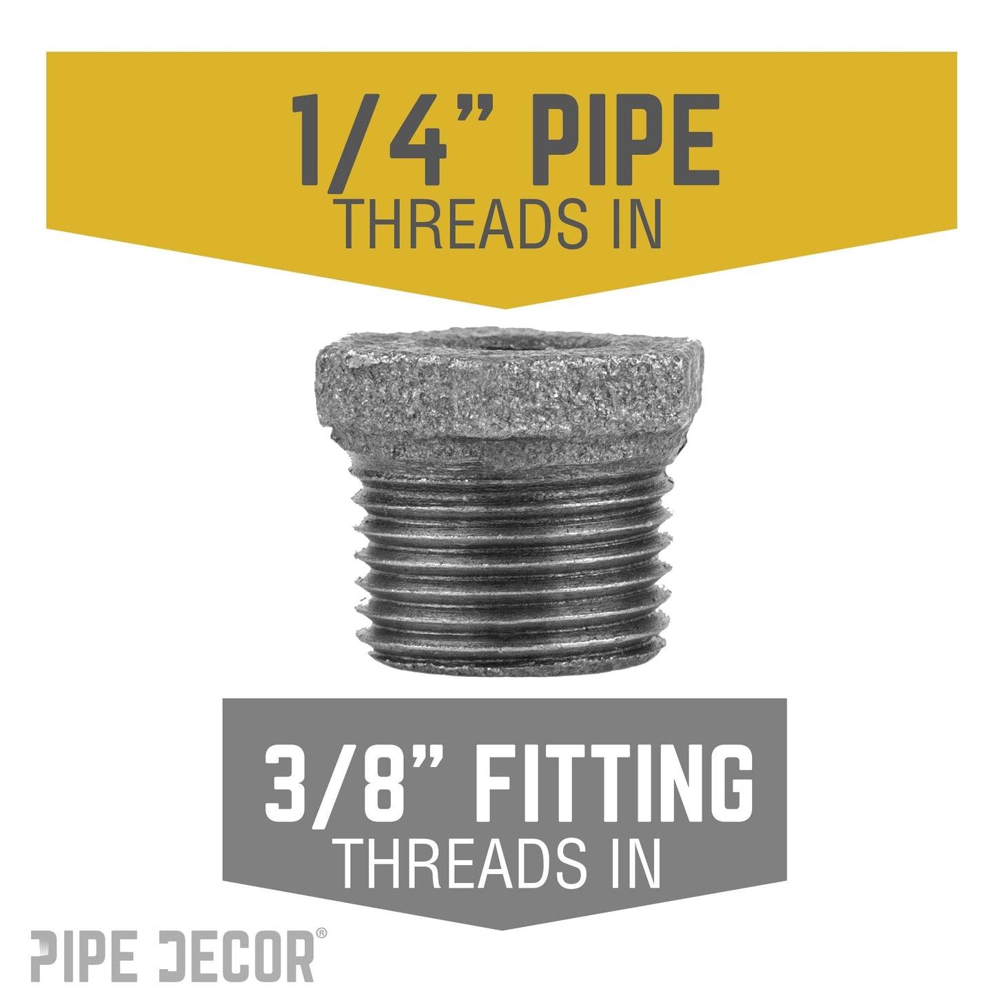 3/8 in. x 1/4 in. Black Bushing PIPE DECOR