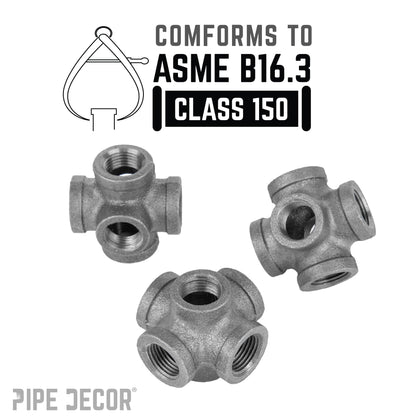 3/8 in. Black 6-Way Fitting PIPE DECOR