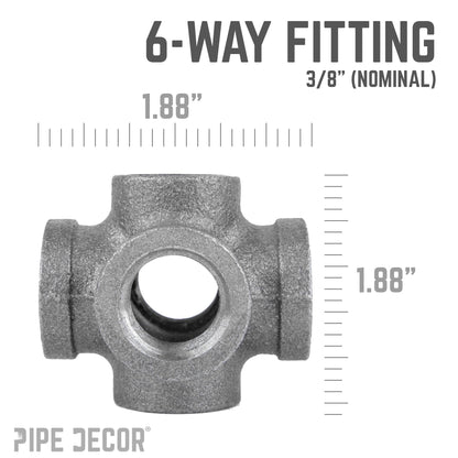 3/8 in. Black 6-Way Fitting PIPE DECOR