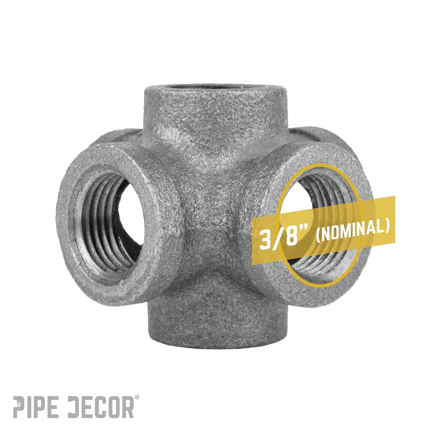 3/8 in. Black 6-Way Fitting PIPE DECOR