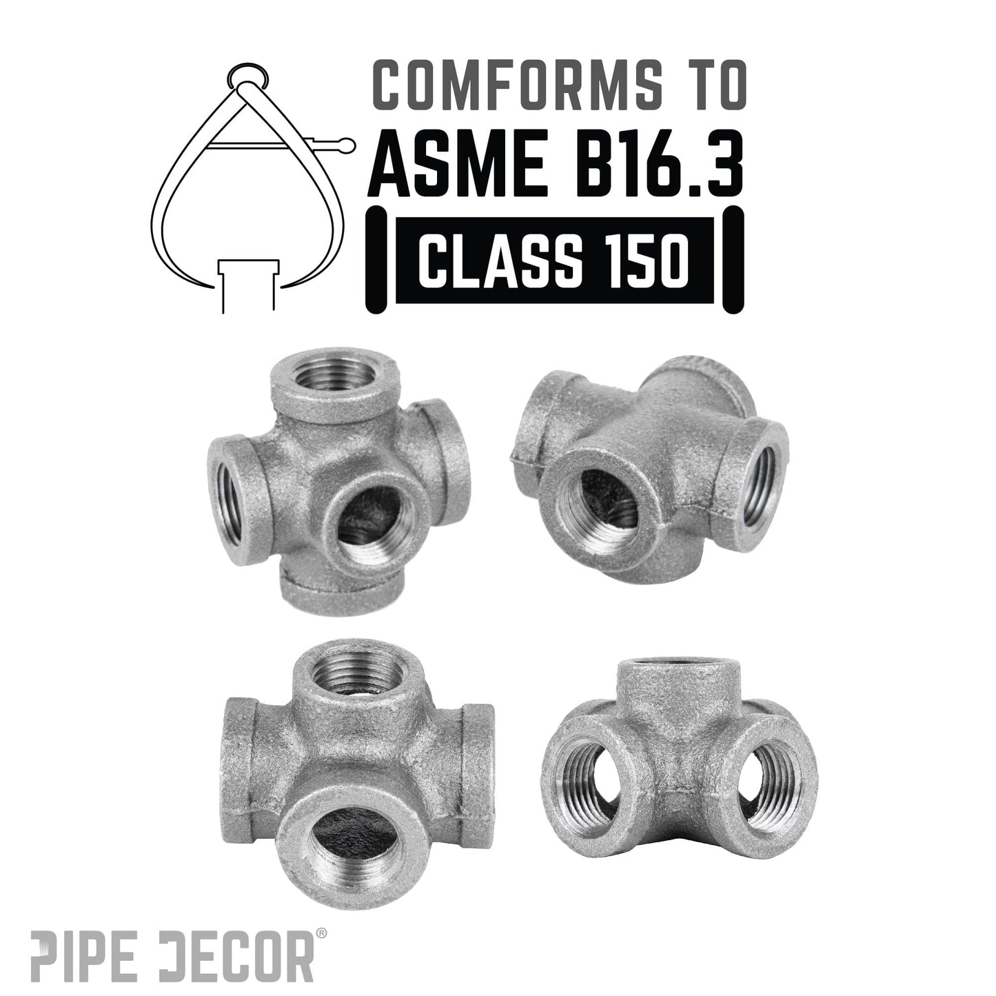 3/8 in. Black 5-way Fitting PIPE DECOR