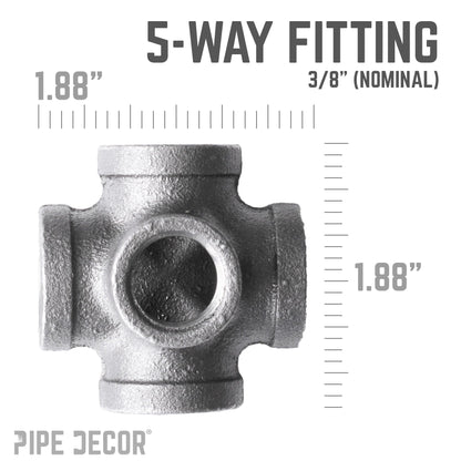 3/8 in. Black 5-way Fitting PIPE DECOR
