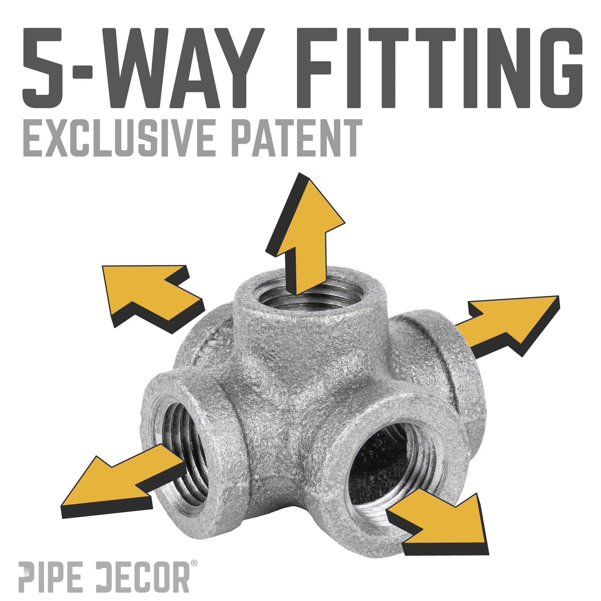 3/8 in. Black 5-way Fitting PIPE DECOR